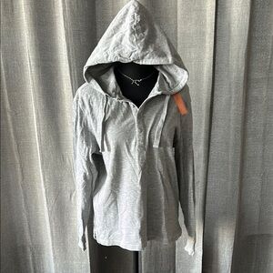 Jachs Gray Hooded Sweatshirt with Quarter-Zip